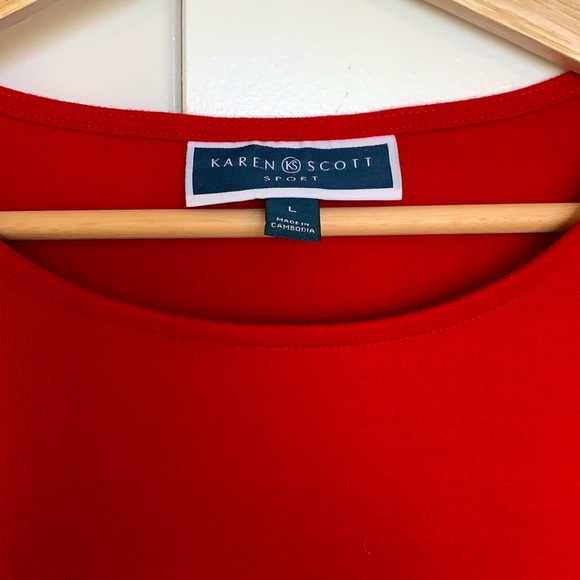 Woman’s Top Karen Scott with one Pocket Color Red/Black Size Large - Picture 2 of 3